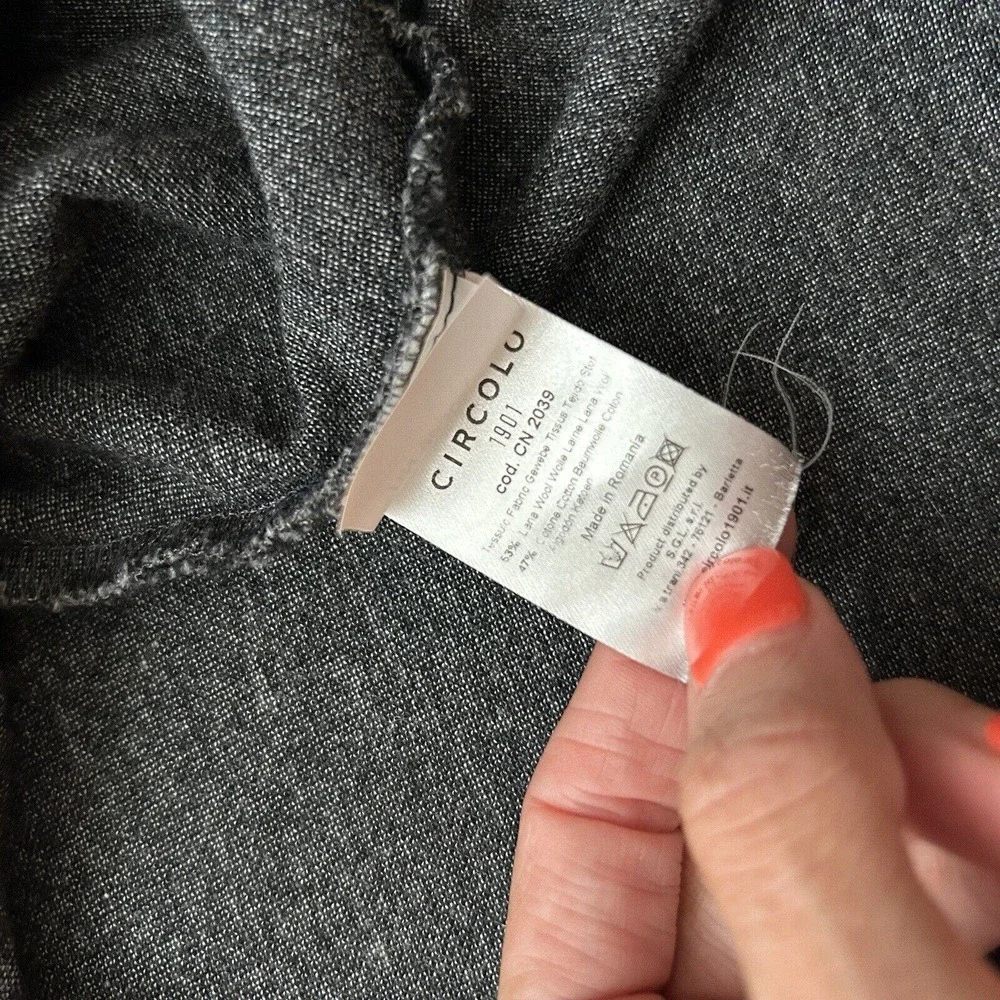 Circolo 1901 Long Sleeve Top In Lead Gray Wool Blend Men's Size Large - Picture 8 of 8